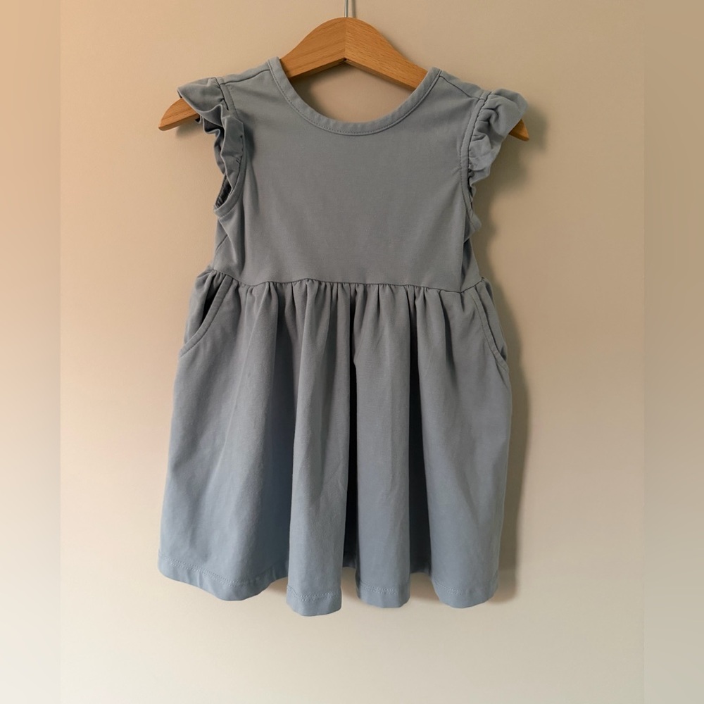 Hanna Andersson Ruffle Sleeve Dress, Soft Blue, 2T
